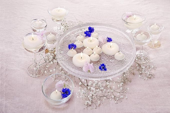 BOLSIUS White Floating Candles - Bulk Case of 16 Packs = Total 320 Candles - 5 Hours - Premium European Quality - Consistent Smokeless Flame