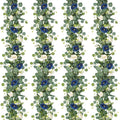 TOCHGREEN 4 Pack Artificial Eucalyptus Flower Garland with White and Blue Roses, Fake Rose Flower Greenery Garland Floral Vines for Wedding Home Party Table Runner Decor (Blue White, 4PCS)