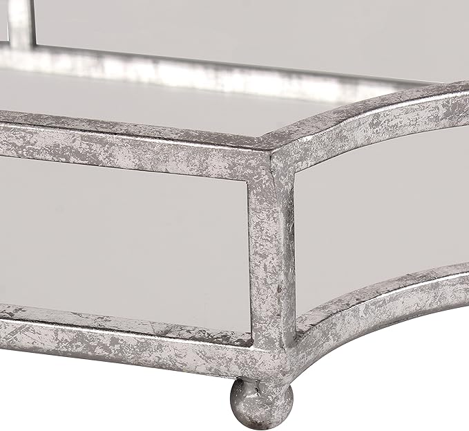 Kate and Laurel Ciel Metal Mirrored Ornate Scalloped Decorative Tray, Silver