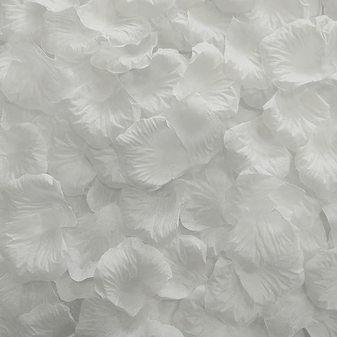 1500 PCS Separated White Rose Petals for Weddings, White Silk Flower Petals for Valentine's Day Decorations,Rose Petals for Romantic Night for Him Set