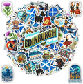 100 PCS Scotland Stickers Pack, Vinyl Waterproof Decals of Edinburgh Glasgow Highland Cow Castles and Scottish Symbols, Travel Souvenir Gift for Teens Adults Scrapbook Laptop Water Bottle