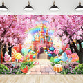 Riyidecor Princess Candyland Castle Backdrop Pink Fairy Sakura Rainbow 7Wx5H Feet Flower Floral Fantasy Tale Wonderland Photography Background Birthday Wedding Photo Studio Shoot Polyester Fabric