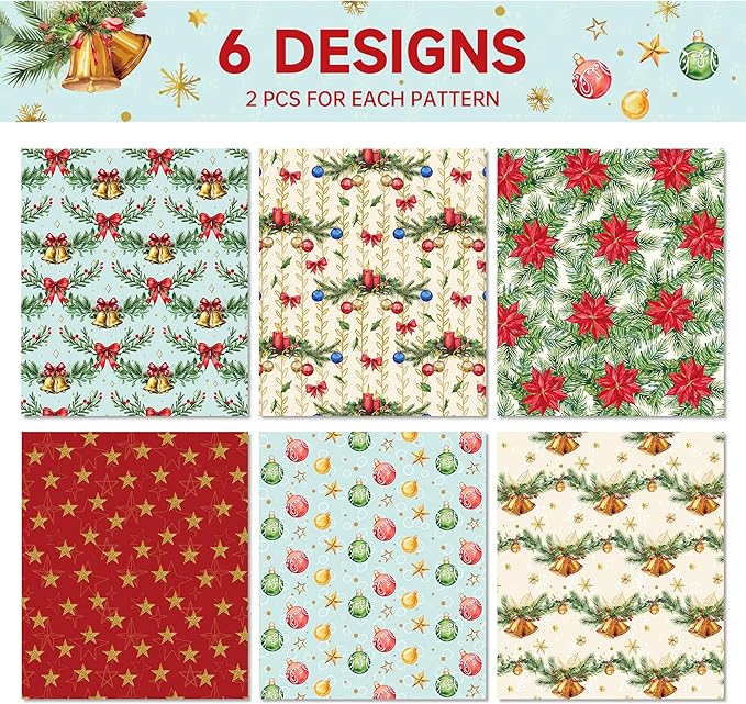 Anor Wishlife Christmas Wrapping Paper,Xmas Wrapping Paper Roll,Holiday Wrapping Paper,20 * 27inch Christmas Party Decorations for Office,Home,Classroom(12pcs)