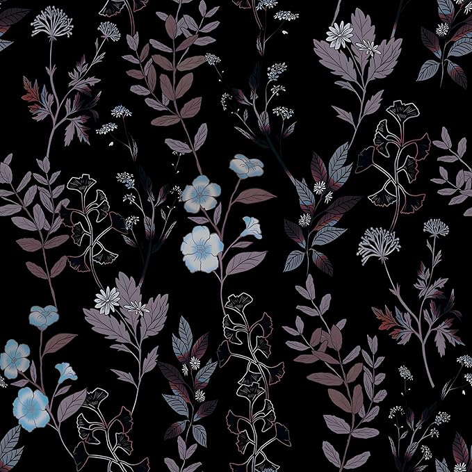Vintage Floral Wallpaper Peel and Stick Brown Taupe Leaf Contact Paper 17.4" X 118" Moody Wallpaper Waterproof Self-Adhesive Dark Black Wall Covering for Bedroom Countertop Desk Cabinets Decor