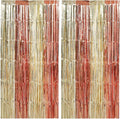 TONIFUL Valentine's Day Door Streamers,Rose Gold and Light Gold Photo Booth Backdrop Metallic Streamers Foil Fringe Curtain for Birthday Bridal Shower Engagement Party Decoration