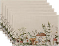 Mushroom Plants Placemats Set of 6,Washable Heat Resistant 12×18 Inch Linen Table Mats Fall Place Mats for Party Outdoor Dining Décor