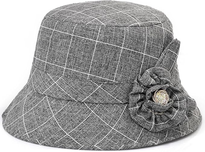 Glamorstar Cloche Hats for Women Vintage Bowler Hat Floral Fedora Bucket Hats