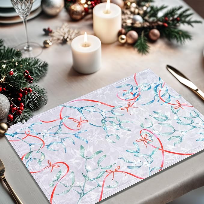 Maison d' Hermine Placemats Set of 4 100% Cotton Washable Cloth Place Mats, Reusable Table Mats for Thanksgiving Christmas Decorations Kitchen Dining Party Wedding Restaurant (Enora, 13" x 19")