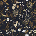 Dark Floral Wallpaper Peel and Stick 17.5in x 78.7in Navy Gold Leaf Wallpaper Vinyl Waterproof Self-Adhesive Dark Blue Botanical Wall Paper Mural for Bookcase Bedroom Cabinet Decor