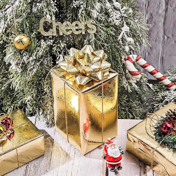 LeZakaa 3D Embossed Floral Foil Gold Wrapping Paper, Vintage Flower Metallic Foil for Birthday Christmas Party Holiday Gift Wrap, for DIY Crafts Scrapbook, Mini Roll 17 inch x 32.8 Ft(Gold)