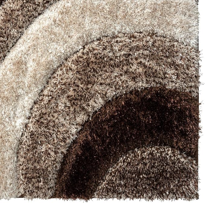 LUXE WEAVERS Lantanas Collection 7070 Brown 5x7 Modern Shag Geometric Area Rug