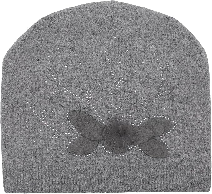 ZLYC Women Floral Slouchy Beanie Hat Double Layer Winter Knit Skull Cap