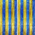 2 Pack Blue Gold Foil Fringe Backdrop Curtains, Graduation Tinsel Streamers Party Decorations, Fringe Backdrop, Door Shimmer for Birthday Party