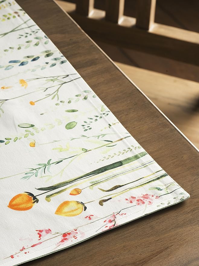 Maison d' Hermine Placemats Set of 4 100% Cotton Washable Cloth Place Mats, Reusable Table Mats for Kitchen Dining Decoration, Party, Wedding, Restaurant Spring/Summer (Botanical Fresh, 13" x 19")
