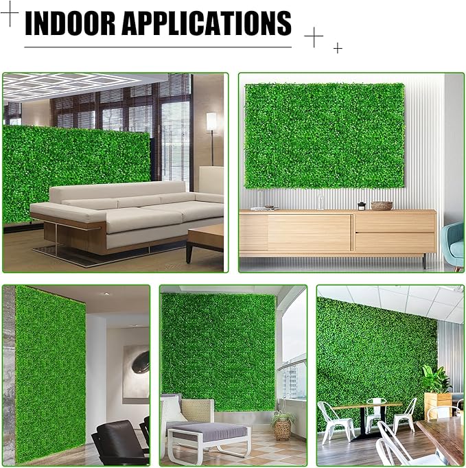 12 Pieces 24"x 16" Artificial Boxwood Panel, Grass Wall Panel, Boxwood Hedge Wall Panels UV Protected Suitable for Artificial Green Wall Decor, Fence Garden Wedding Backyard Decor