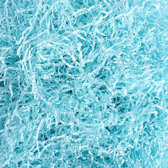 Uptotop 1/2 LB Blue Crinkle Cut Paper Shred Filler for Gift Wrapping Basket Filling, Birthday, Christmas, Thanksgiving, Wedding, Mother's Day