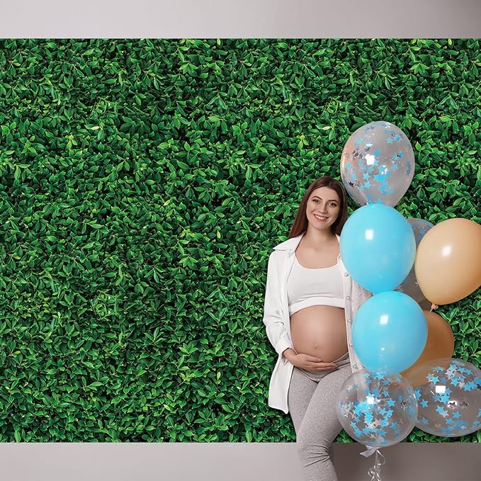 Tatuo 12 Pieces 54 x 108 Inches Jumbo Green Leaves Photography Leaf Backdrop 3D Waterproof Tree Leaves Background Photo Booth Prop Green Leaf Tablecloths for Baby Shower Birthday Party Decoration