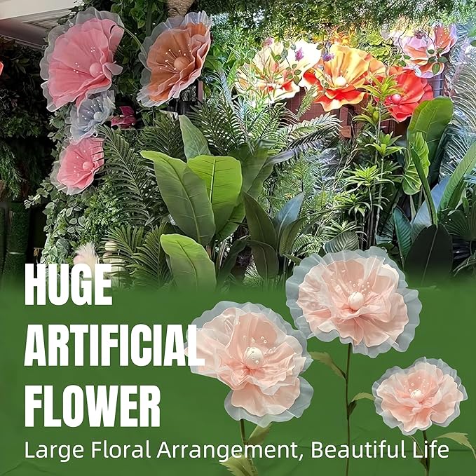Large EVA Artificial Flower, 5.3ft Giant Flower Backdrop Decorations for Wedding Birthday Christmas Party Photography Mall Shop Window Display Home Decor Props, Orange