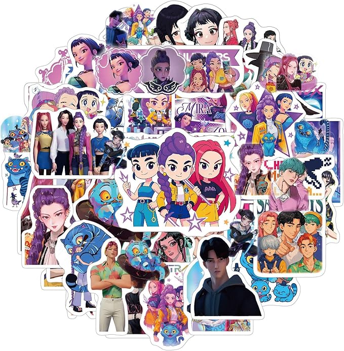 60PCS Korean Idol Anime Stickers for Water Bottles, Cartoon Demon Movie Stickers, Waterproof Vinyl Decal for Teen Girls Boys Adult Laptop Skateboard Phone Case Guitar Travel Case Bike Notebook