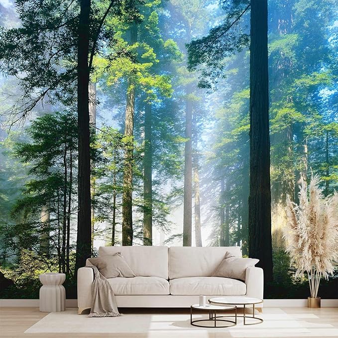 Forest Landscape Wall murals Woodland Tree Peel and Stick Wallpaper for Bedroom Living Room - 108"x157"