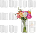 16 Packs Ribbed Glass Vase, 5.5/6 Inch Tall Clear Propagation Flower Vases in Bulk Glass Cylinder Vases for Centerpieces, Floating Candle Vases for House Warming Decoration Party