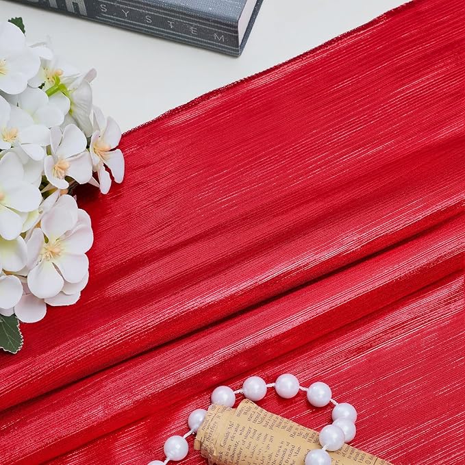 Christmas Backdrop Curtains Glitter Fabric - 4.8x8FT 4 Panels Red Background for Baby Shower Birthday Photography Decoration (19.2x8FT)