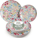 Trendables Floral Paper Plates 8.5 Inch & 10.5 Inch 40 Pcs Dinner Plate Set Fancy Disposable Plates for Party for 20 Guests 20 X 8 & 20 X 10 Large & Small Paper Plate Set for Parties Meadow