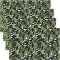 Vintage Botanical Placemats Set of 4, 17x12 Inch Retro Nature Plant Exotic Green Leaves Wildflower Table Mats for Home Party Kitchen Dining Decor