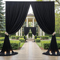 PartyVillage 10ft×15ft Black Backdrop Curtain for Wedding Parties, 2 Panels Wrinkle Free 15 FT Long Polyester Photo Backdrop Drapes Back Drop Cloth for Birthday Photography Background