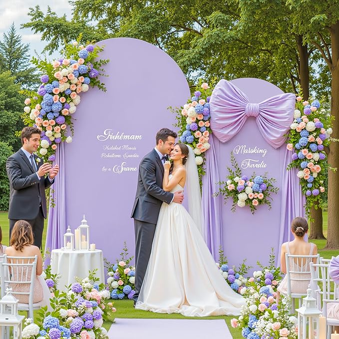 Blue Purple Arch Backdrop Cover Set of 2 Birthday Party Arch Covers 7.2 and 6ft Wedding Arch Cover Stretchy Backdrop Bridal Baby Shower Lavender Lilac Arch Covers Spandex