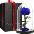 Forever Preserved Rose - Eternal Rose in Glass Dome - Beauty and The Beast Rose for Mom - Fresh Flowers in Glass (Blue, 9 Inch)