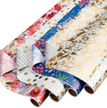 American Greetings 120 sq. ft. Reversible Flower Wrapping Paper Set for Birthdays, Weddings, Bridal Showers, Floral, Stripes and Polka Dots (4 Rolls, 30 in. x 12 ft. each)