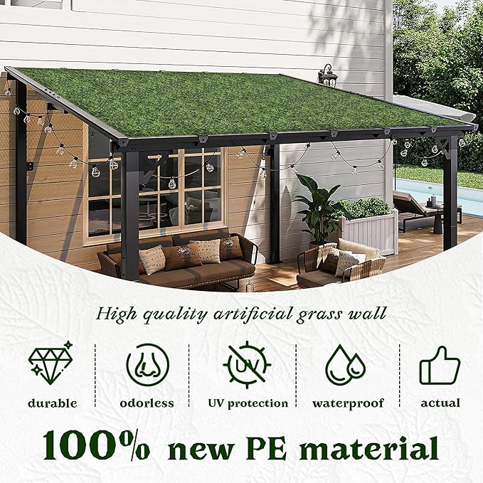 Artificial Boxwood Roll Panel Backdrop: 60"X120" UV-Anti Greenery Faux Grass Wall Hedge for Indoor Outdoor Green Decor & Backyard Background Decorations Fence Covering Privacy