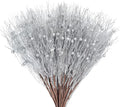 KI Store Silver Christmas Picks Sprays Set of 20 Glittered Twigs Decor for Christmas Tree Decoration Topper Floral Arrangement