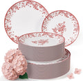 Trendables Plastic Plates For Party Supplies, Floral Disposable Plates For Party & Weddings 40 Pcs - 20 x 8 Dessert Plates & 20 x 10 Plastic Dinner Plates, Plate Set Disposable Dinnerware Sets