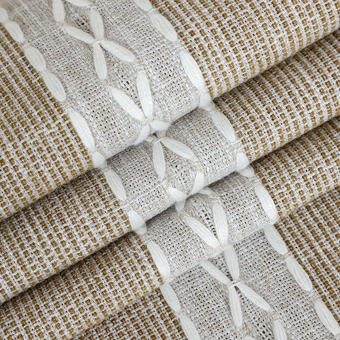 Farmhouse Braided Striped Table Runner Rustic Embroidery Coffee Table Runners for Decorations Weddings Holiday Brown 13x90inch