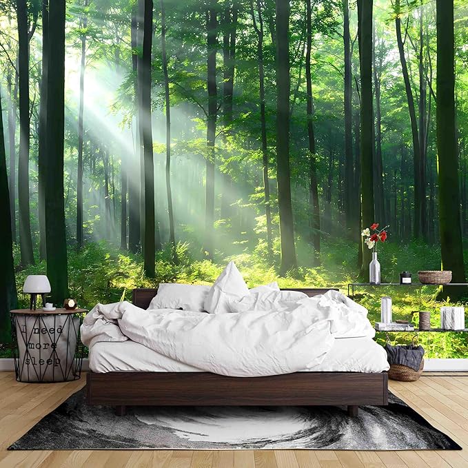 Forest Wall Murals Peel and Stick Forest murals Removable Waterproof Large Wallpaper for Living Room Bedroom(Color-4, 118×82 inch)