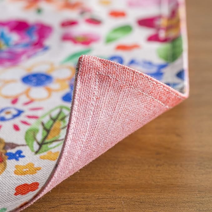 Maison d' Hermine Placemats Set of 4 100% Cotton Washable Cloth Place Mats, Reusable Table Mats for Kitchen Dining Decoration, Party, Restaurant Spring/Summer (Happy Florals - High Summer, 13" x 19")