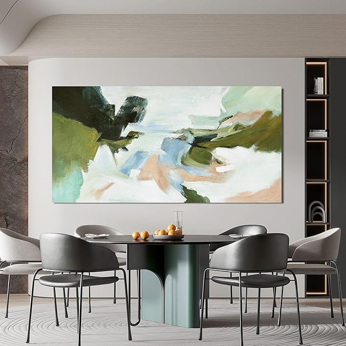 Suconvng Canvas Art Wall Decor Abstract Blue Painting Colorful Home Wall Decor Living Room Modern 24"X 48"Abstract Art Prints Artwork For Bedroom Multicolor