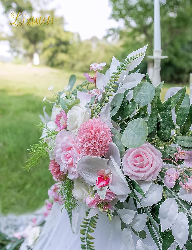 9FT Wedding Arch Flower Garland, Handmade Wedding Table Decorations,Head Table Floral Decor for Noble and Charming Wedding Ceremony