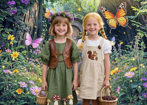 12X10ft Enchanted Forest Backdrop Fairy Enchanted Wonderland Garden Wooden Door Floral Butterfly Photography Background for Kids Girls Baby Shower Birthday Party Decoration Banner Booth Props