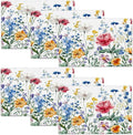 Poppy Floral Placemats Set of 6, Watercolor Wildflower Place Mats, Leaves Spring Dining Table Mats, Washable Flower Placemats for Kitchen Dining Room Home Decor 18L'' × 12W''