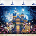 Riyidecor Princess Castle Backdrop Vinyl Fairy Tale Garden Floral Starry Night Moon Horse Carriage 10Wx8H Feet Butterfly Wonderland Photography Background Birthday Baby Shower Photo Studio Shoot