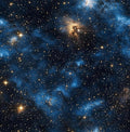 Blue Starry Peel and Stick Removable Black Sky Contact Paper 17.5in x393.7in, Gold Star Modern Wallpaper Mural Waterproof Self Adhesive for Wall Bedroom Bathroom Kitchen Cabinet Room Decor