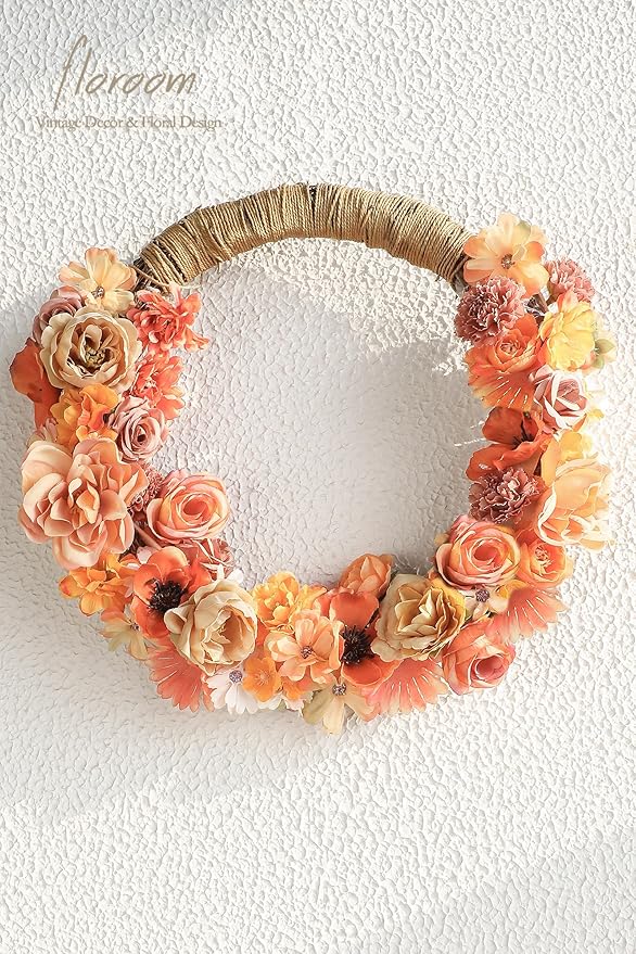 Floroom Mini Artificial Flower Heads Burnt Orange & Terracotta Fake Peony Daisy Rose Multicolor Small Faux Silk Flower Heads for Cake Craft Garland Wedding Party Graduation Cap DIY Home Decoration