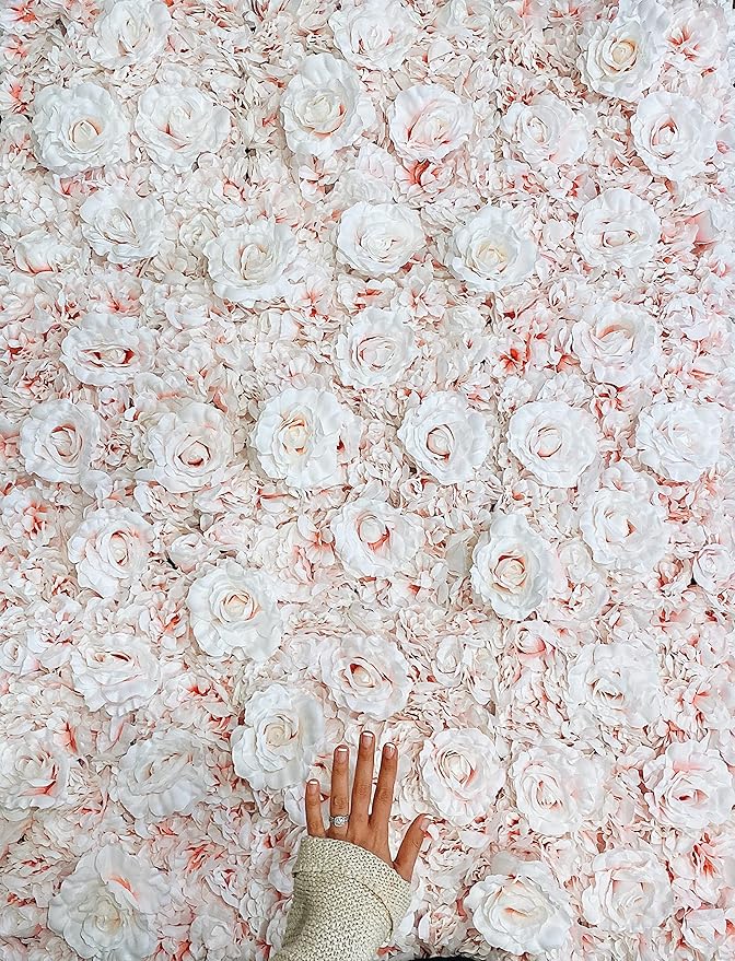 Flower Panels for Flower Wall (6 Pack) 24 Inch by 16 Inch Each | Flower Wall, Backdrop, Weddings, Event Decor, and Bridal & Baby Shower (Gradient White and Pink)
