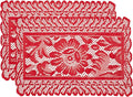 Jayla 2 Pcs Rectangle Lace Placemats for Tables Embroidered Lace Tablemats Vintage Crochet Floral Table Runner Vintage Wedding, Tea Party Decor,12x17 Inch