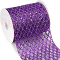 VATIN 6" Purple Christmas Ribbon, Purple Glitter Mesh Diamond Web Sequin Dots Wired Christmas Ribbon for Gift Wrapping Bow Making Wreath Supply-10 Yards