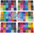 XSEINO About 7200PCS 6mm Glass Beads Bracelet Making Kit,144 Assorted Designs Special Color Series Crystal Floral Pearl Crack Ink Dual Colorful Beads for Bracelet and DIY Crafts and Jewelry Making