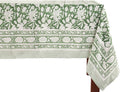 ATOSII Meraki Green 100% Cotton Spring Summer Tablecloth, Block Print Rectangle Table Cover - Dining, Parties, Outdoors, Weddings, Grand Millennial Decor 60 X 60 Inches I 4 Seater I